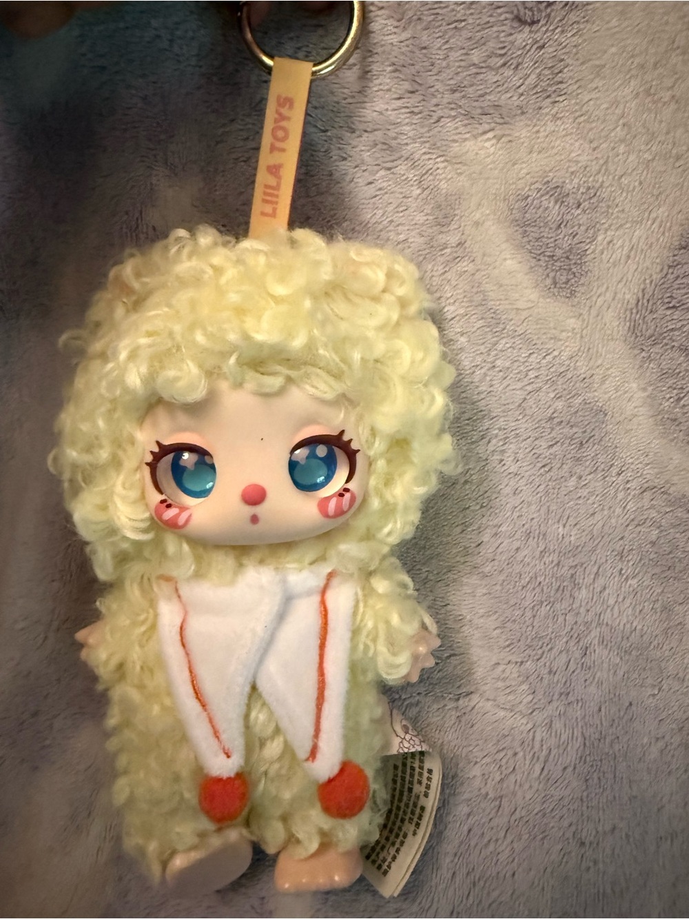 Lilla Toys Plush Keychain Doll in Pale Yellow – Cute Curly Hair Kids Accessory